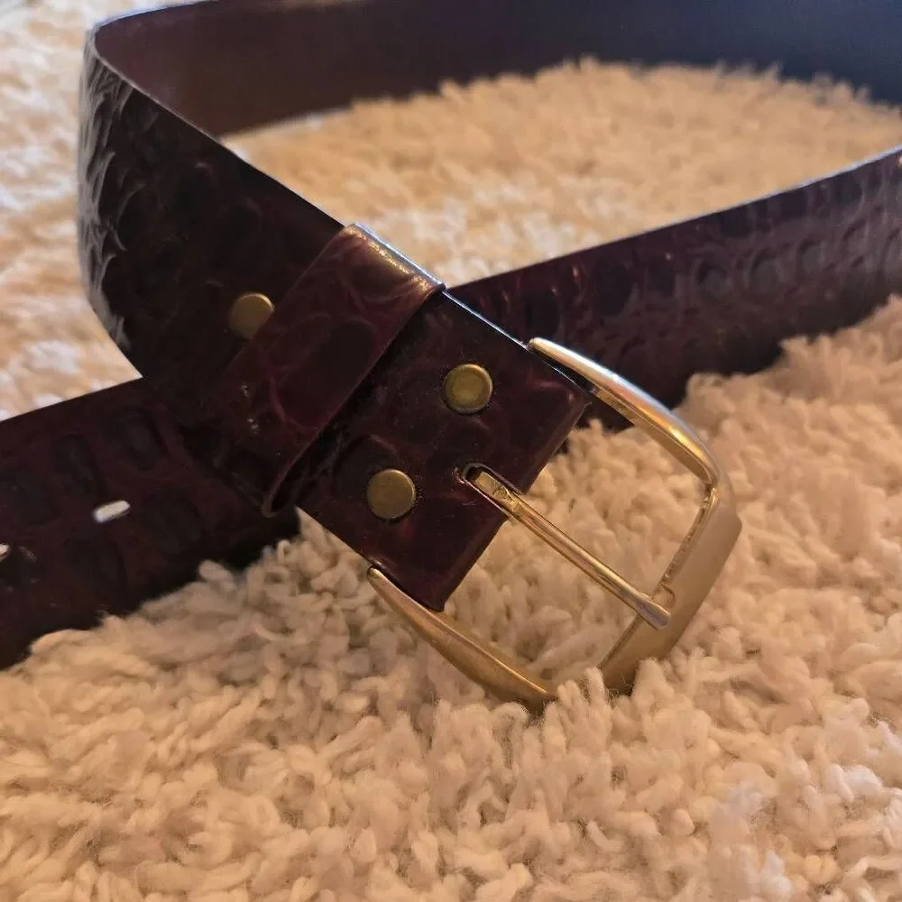 Vintage Hudson's of Indiana Patent Leather Belt Reddish Brown Croc Embossed 36